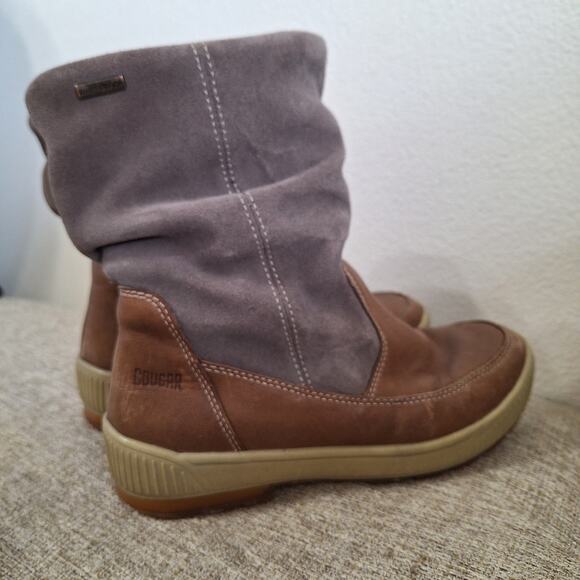 Cougar Willow grey suede brown leather pull on waterproof snow boot womens 6 - Picture 2 of 8